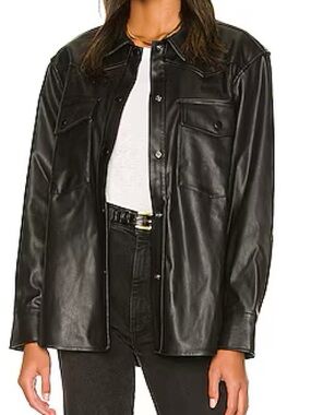 Rails Black Faux Leather Shirt Jacket